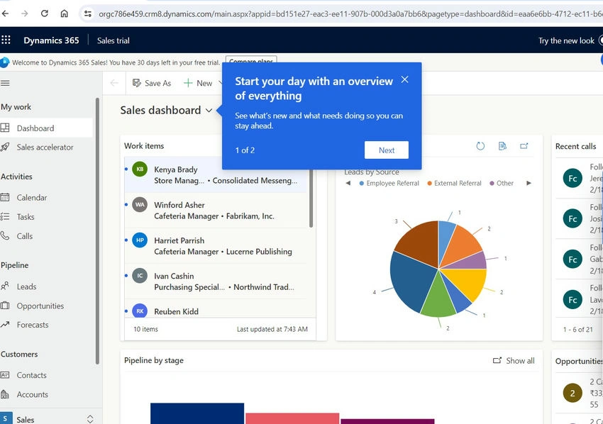 D365 Sales Trial environment