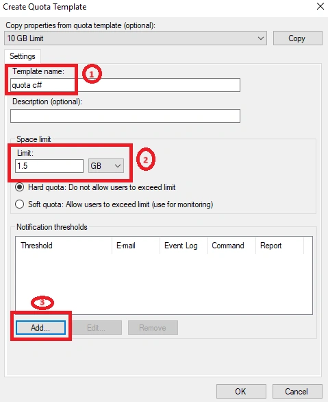 create quota template