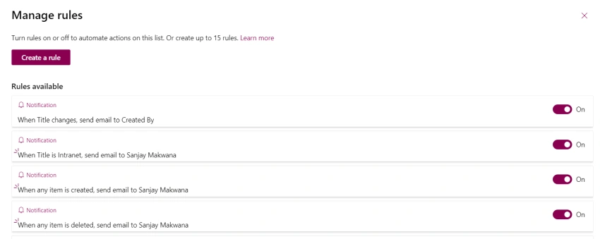 How To Create Rules To Automate SharePoint List