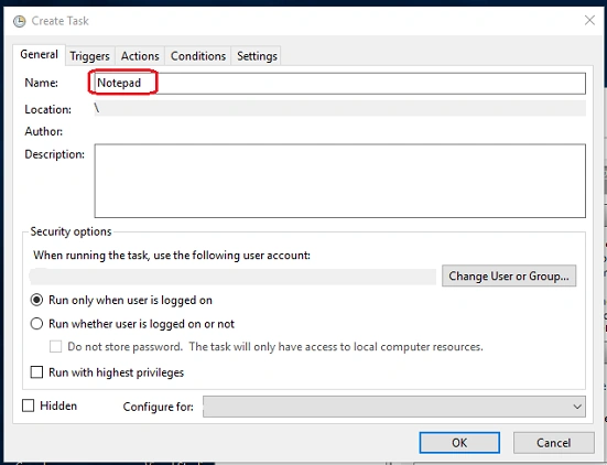 task name