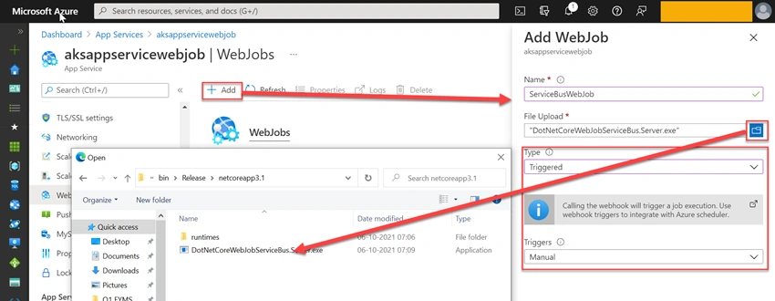 How To Create Service Bus Triggered WebJob in dotNet Core