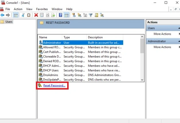 Reset password
