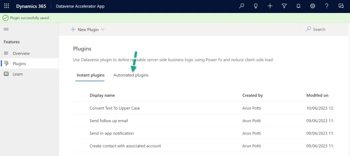 Click on automated plugins