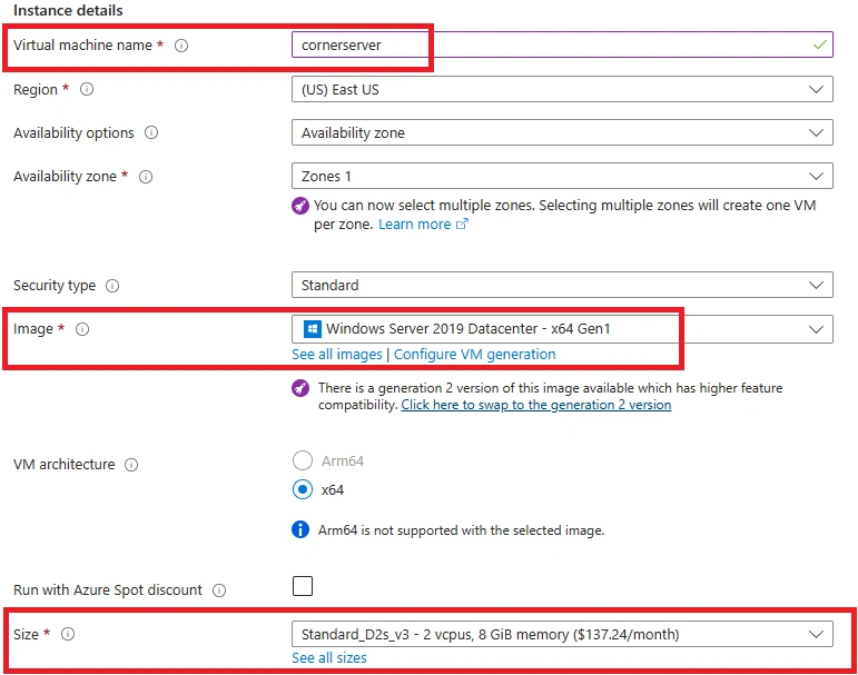 Instance details