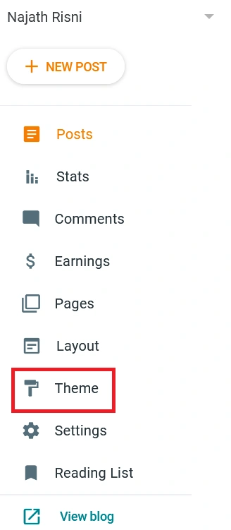 Blogger dashboard