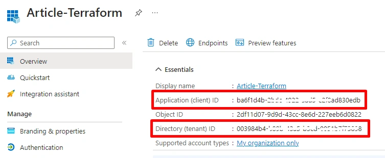 Azure AD to Terraform