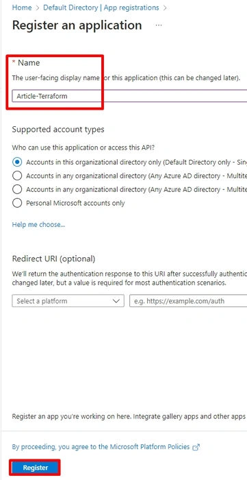 Azure AD to Terraform