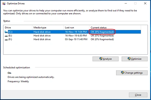 defragmentation analyse