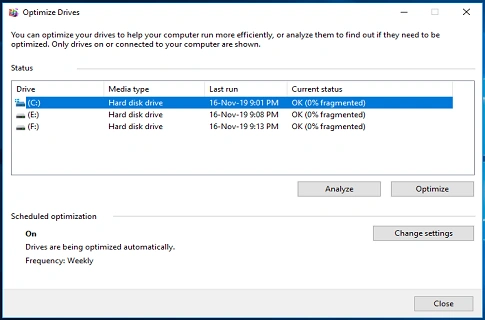 defragmentation complete