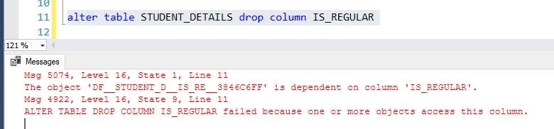 Delete A Column With Default Constraints In SQL Server