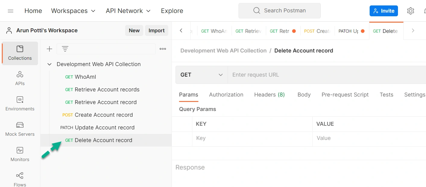 Delete The Table Rows In The Dataverse Environment From Postman