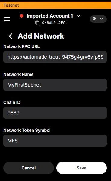 connect network to wallet