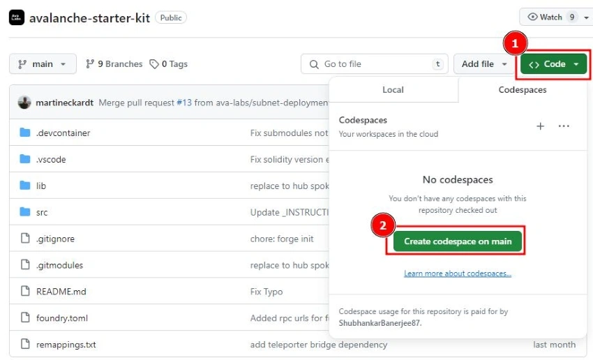 Set up github codespace