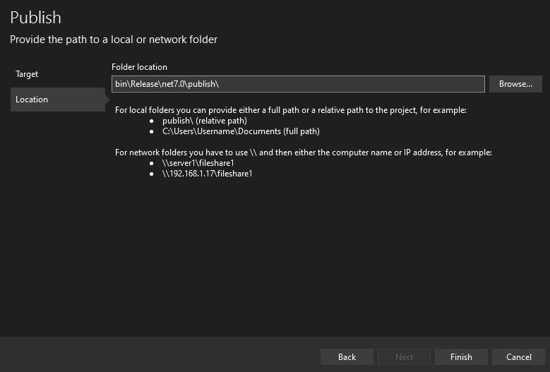 Folder Location