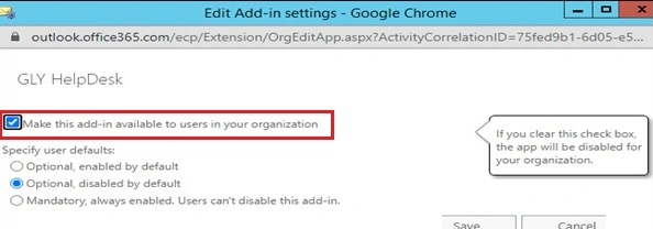 Edit Add-in settings -