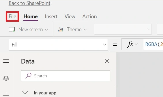 Select file menu