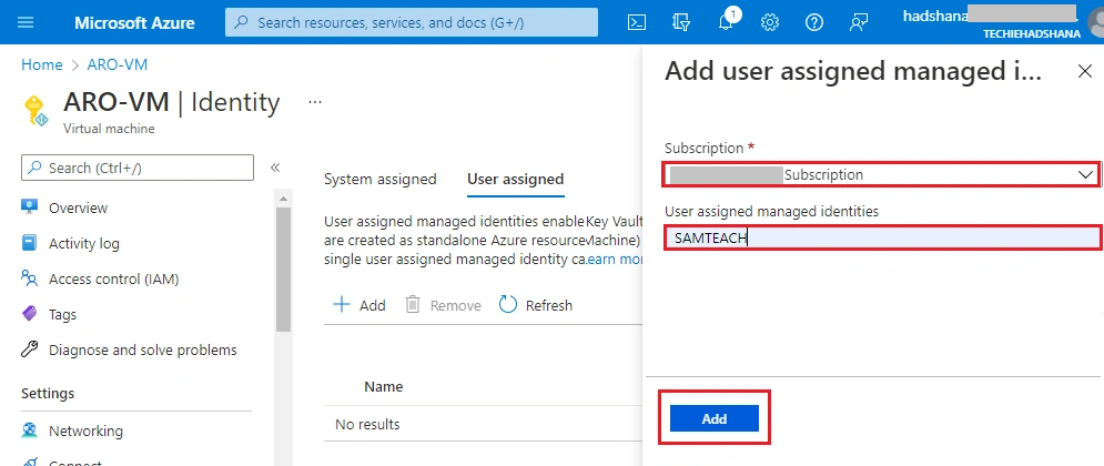 User assigned Managed Identity