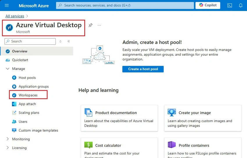Select Workspace