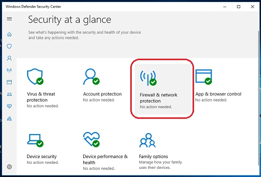 Click on "Firewall & network protection".
