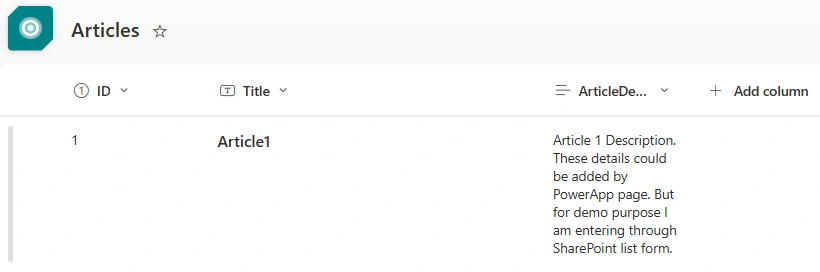 Article list content