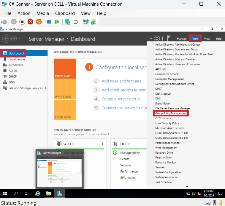 Server Manager Dashboard