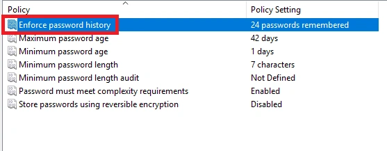 Password history