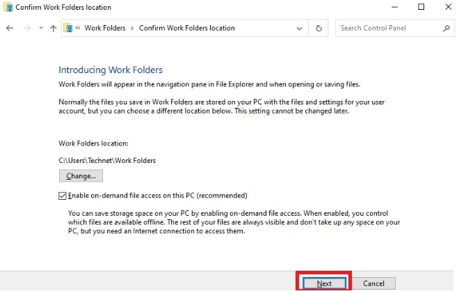 Folders location