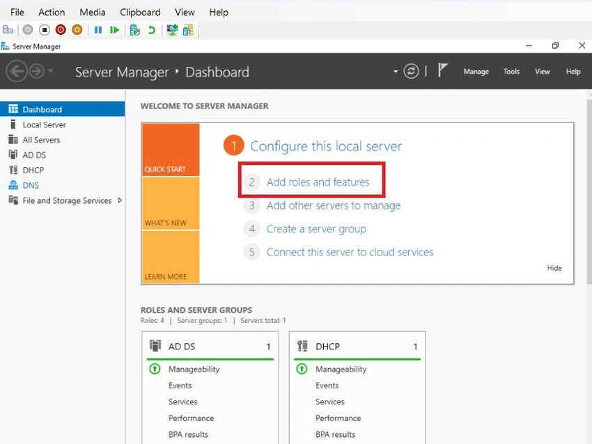 Server dashboard