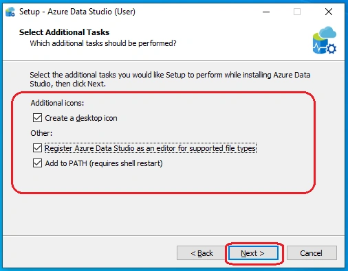 choose various options and click Next