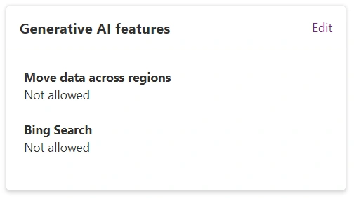 Generative AI features card
