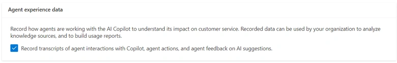 Record agent interactions with AI, including agent actions and their feedback on AI suggestions