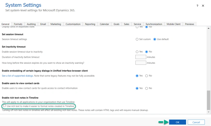 How To Enable/ Disable Rich Text Editor In The Timeline In Dynamics 365 CRM Online
