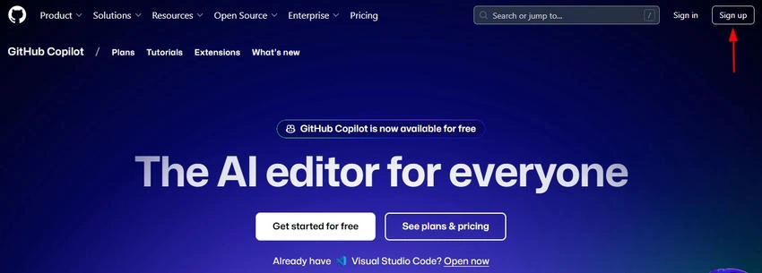 Click Sign up