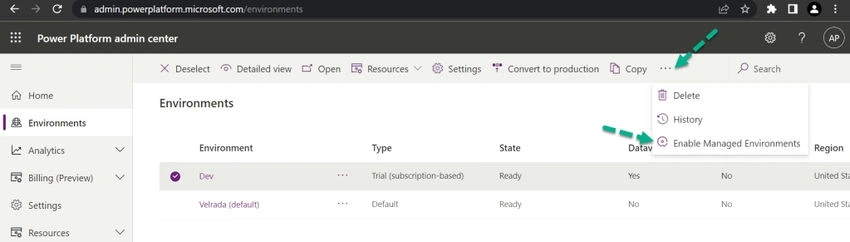 Enable Managed Dataverse