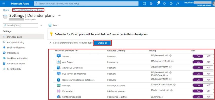 How To Enable Microsoft Defender For All The Azure Subscriptions On Cloud