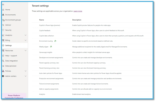 Tenant Settings