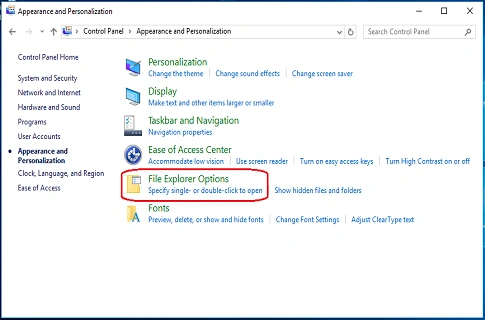 File Explorer Option