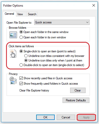 Folder Options
