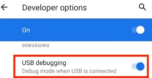 USB debugging option