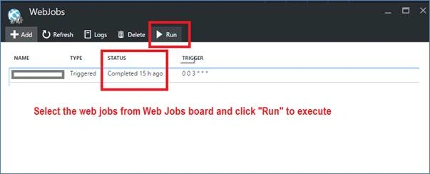 Manual Execution of Web Jobs