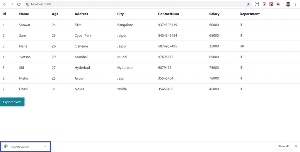 How To Export Data To Excel In ReactJS
