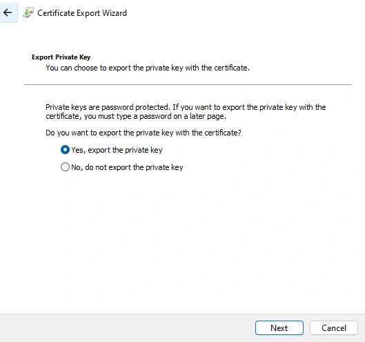 Certificate Export Wizard