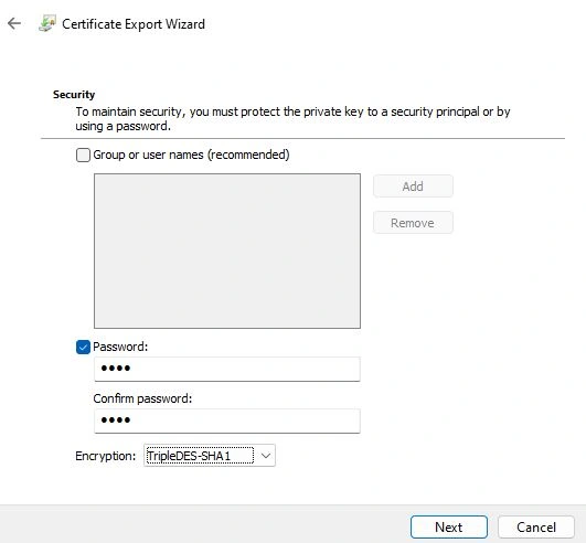 Certificate Export Wizard