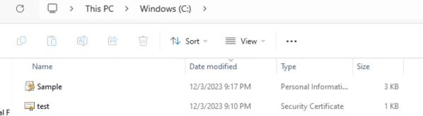 export .pfx certificate using Microsoft Management Console
