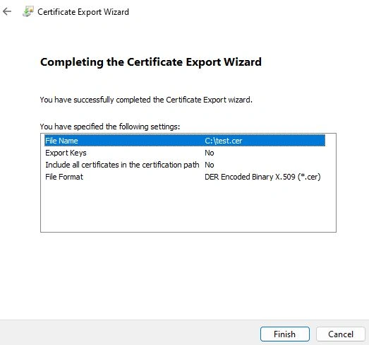 Certificate Export Wizard