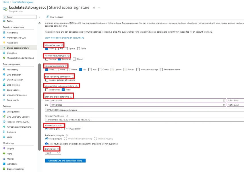 Shared Access Signature