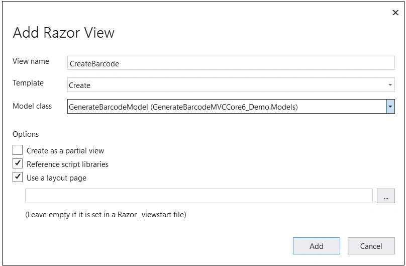 Add Razor View