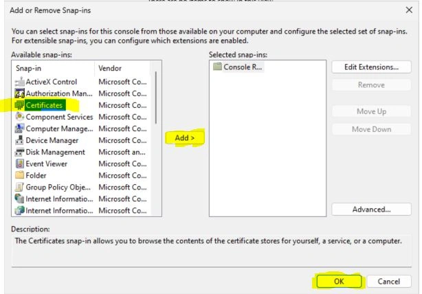 Add/Remove Snap-in