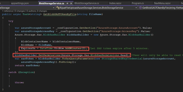 Generate SAS Token and View URL For Azure Blob Storage In Blazor Apps With .NET 7