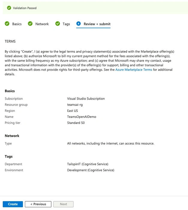 Get Azure Open AI Keys and Endpoint